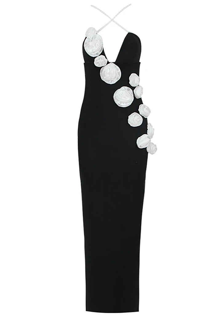 Misa Μαύρο Φόρεμα με Σχέδιο Λουλουδιών