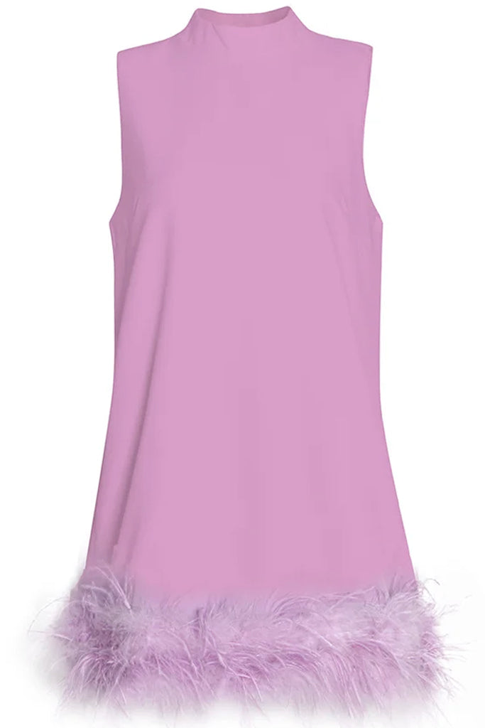  Otter Purple Feather Mini Dress | Dresses - Φορέματα | Otter Μωβ Μίνι Φόρεμα με Φτερά