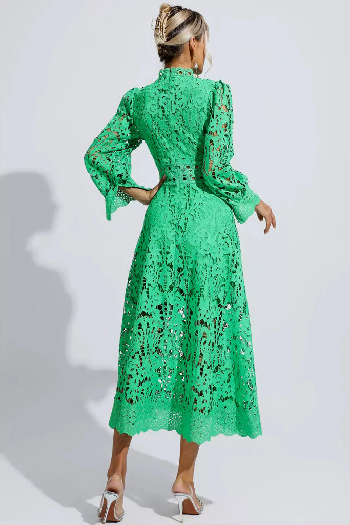 Azurina Green Lace Cutout Dress | Dresses
