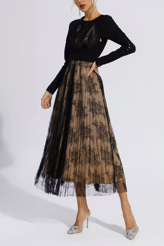 Azura Lace and Tulle Midi Dress | Dresses