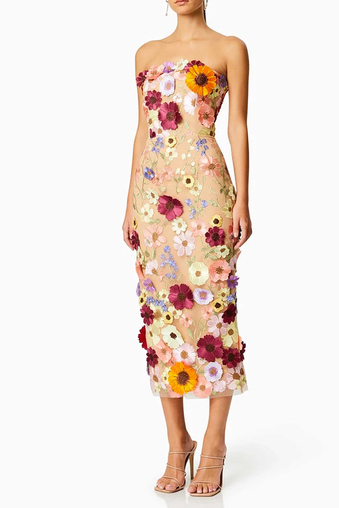 Fioretta Strapless Floral Dress | Dresses
