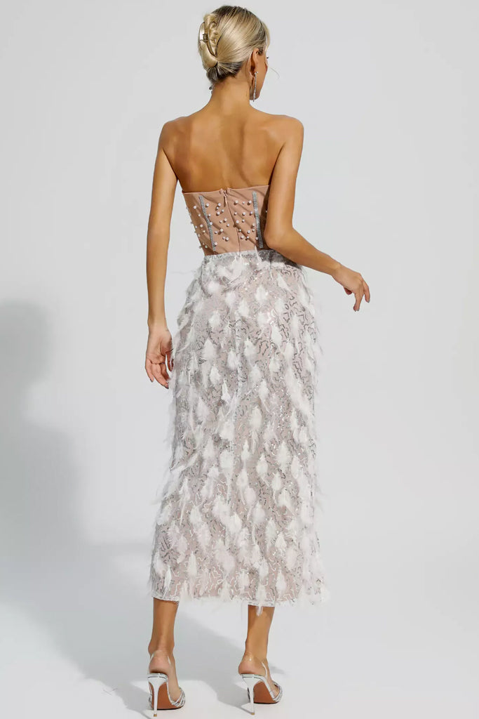 Sirena White Crystal Embellished Dress | Dresses
