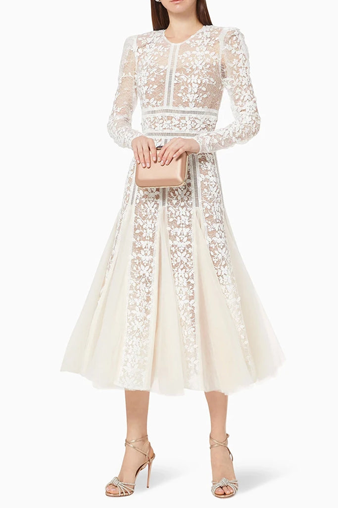 Aviana Lace Tulle Midi Dress | Dresses - Aviana Φόρεμα με Δαντέλα και Τούλι