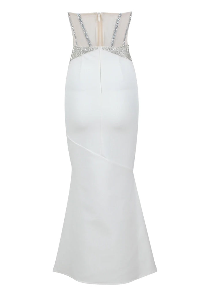 Silvera White Bodycon Maxi Dress | Dresses - Silvera Μακρύ Στράπλες Φόρεμα