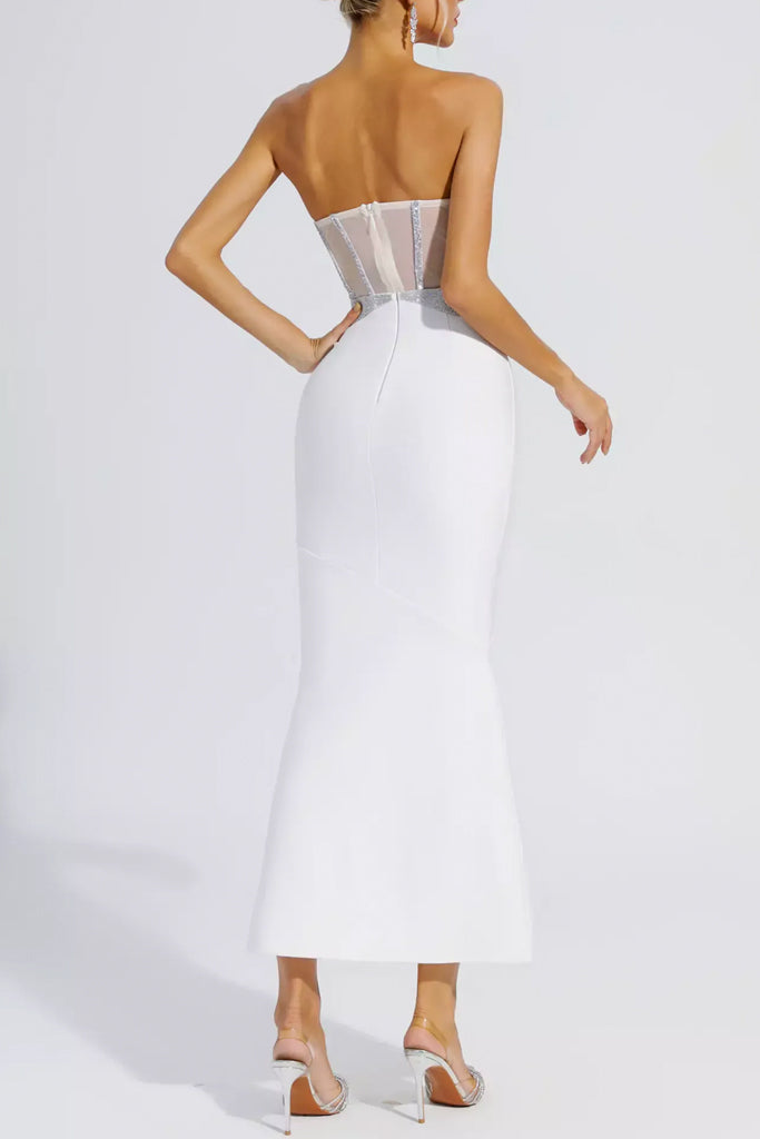 Silvera White Bodycon Maxi Dress | Dresses - Silvera Μακρύ Στράπλες Φόρεμα