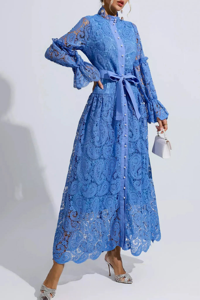 Serinia Blue Lace Maxi Dress | Dresses