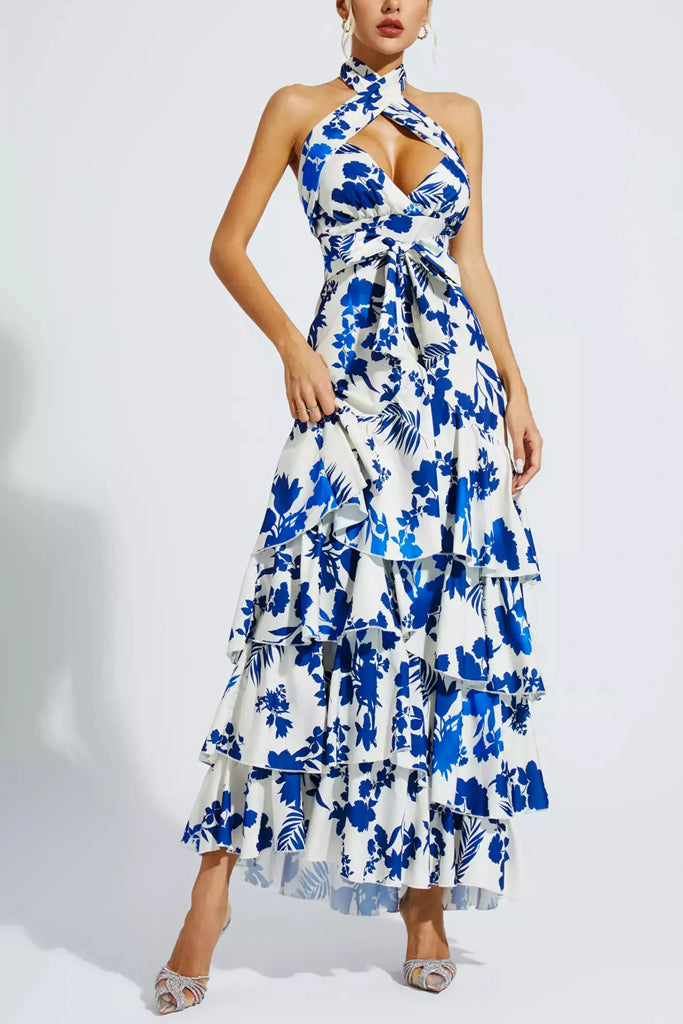 Thalassa Blue Floral Halter Dress | Dresses