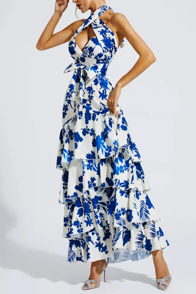 Thalassa Blue Floral Halter Dress | Dresses