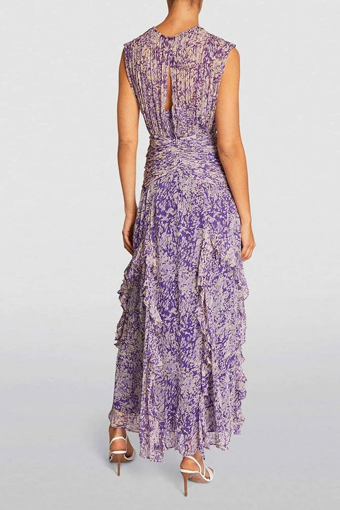 Azenor Purple Ruffled Dress | Dresses - Azenor Μωβ Φόρεμα με Βολάν