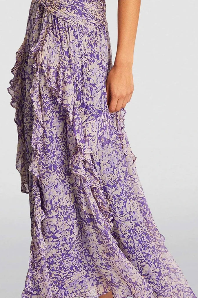 Azenor Purple Ruffled Dress | Dresses - Azenor Μωβ Φόρεμα με Βολάν