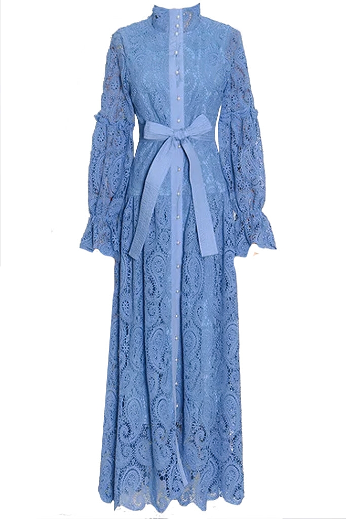 Serinia Blue Lace Maxi Dress